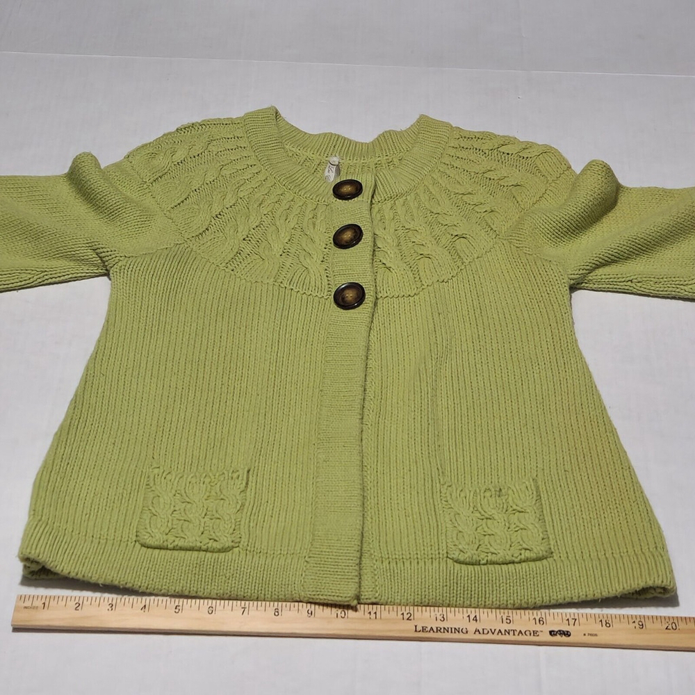 Women's Green Cardigan Cable Knit Buttons Pockets Casual Cottagecore Boho Large - Picture 8 of 14